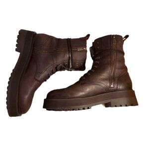 Thursday Boot Company Quest Matte Brown Leather Combat Boots Womens Size 9 (9.5)